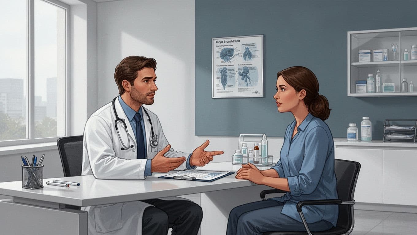 Un médecin présente des options de traitement à un patient.