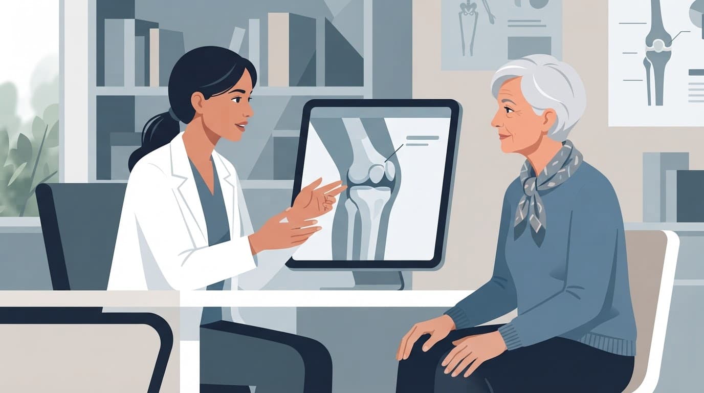 Un médecin et un patient discutent de la santé du genou.