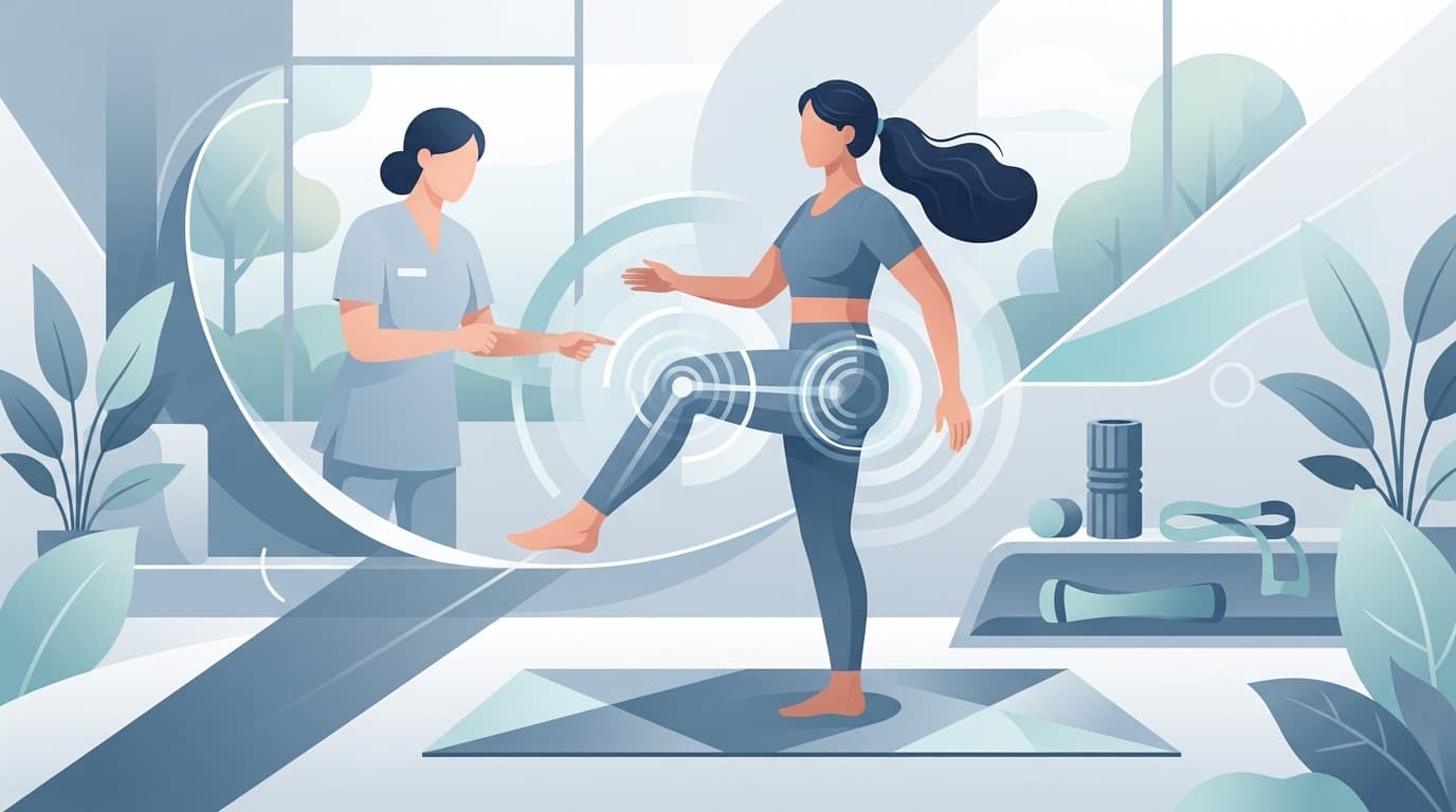 Une personne fait des exercices doux pour préserver ses genoux.