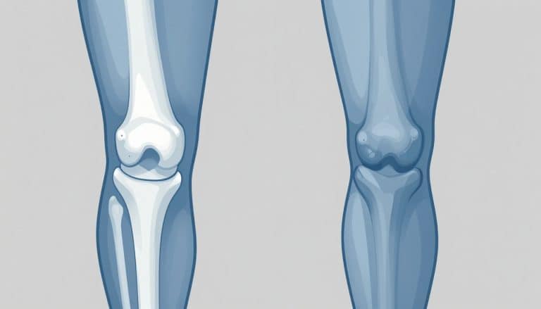 Comparaison entre un genou sain et un genou atteint d’arthrite avec cartilage aminci.