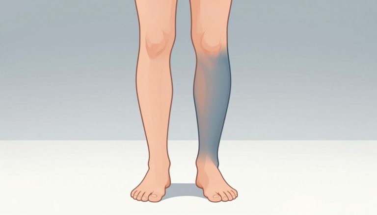 Illustration d’une jambe debout avec un genou enflé.