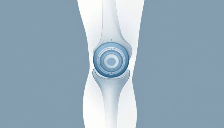 Illustration d’un genou montrant quatre grades d’usure du cartilage de la rotule.