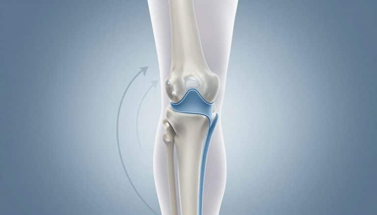 Illustration d’un genou montrant le ligament croisé antérieur en bleu.