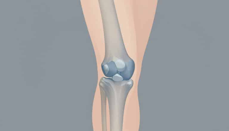 Illustration d’un genou fléchi montrant le ménisque et les ligaments en bleu.