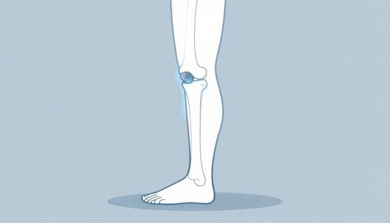 Une jambe de profil montre un fragment de ménisque bloqué dans le genou.