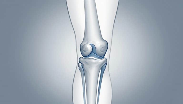 Illustration d’un genou luxé vu de profil, avec les ligaments mis en évidence en bleu.