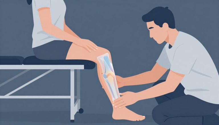 Une femme reçoit des soins de kinésithérapie pour son genou douloureux.
