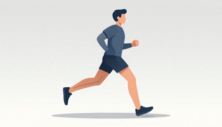 Coureur en mouvement avec une ligne indiquant la bandelette ilio-tibiale du genou gauche.