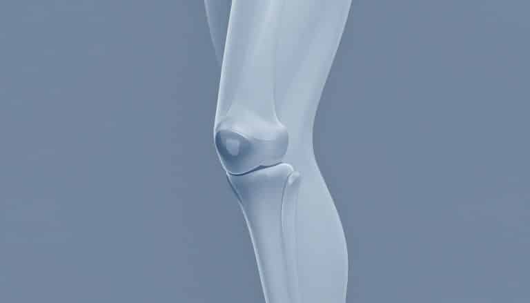 Illustration d’une jambe de profil avec un genou fléchi et légèrement gonflé.