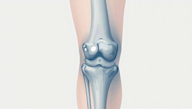 Illustration d’un genou gonflé par l’arthrose, vu de face.