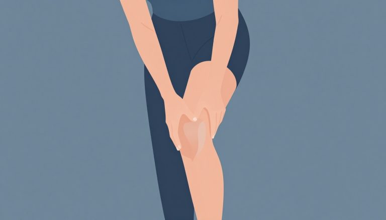 Une femme touche une légère zone gonflée au-dessus de son genou.