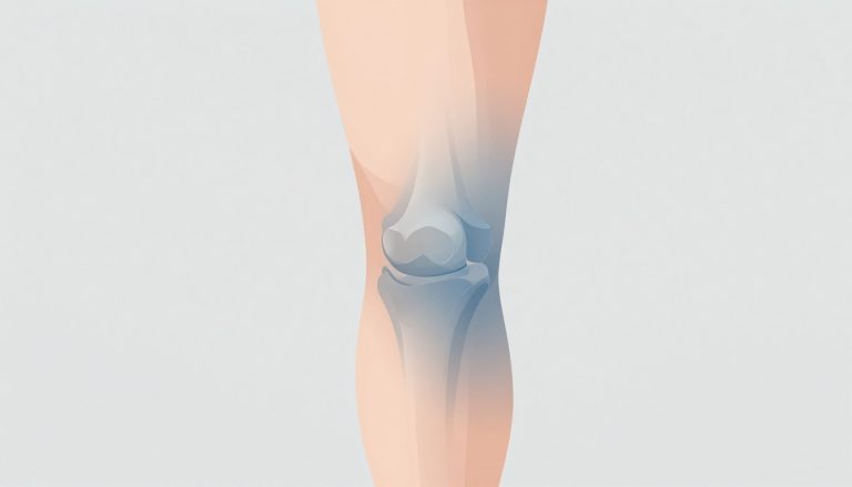 Une jambe vue de dos avec un léger gonflement bleu derrière le genou.