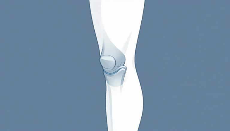 Illustration latérale d’une jambe montrant le tendon derrière le genou en bleu.