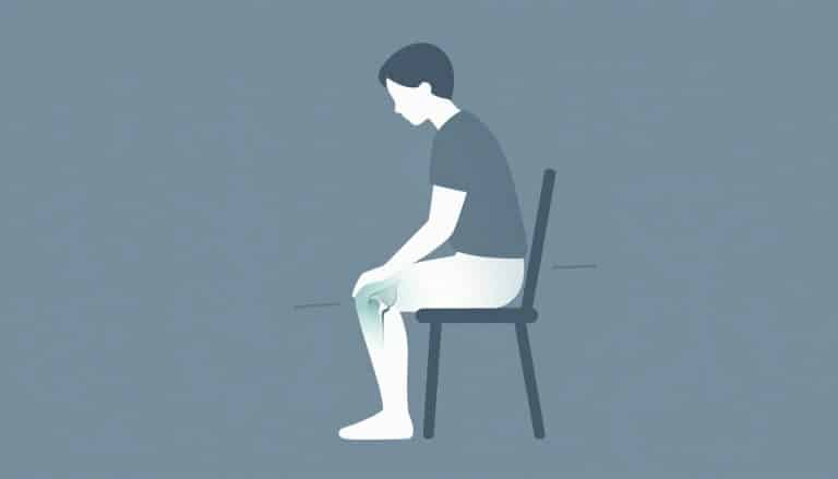 Silhouette assise montrant une douleur derrière le genou gauche plié.
