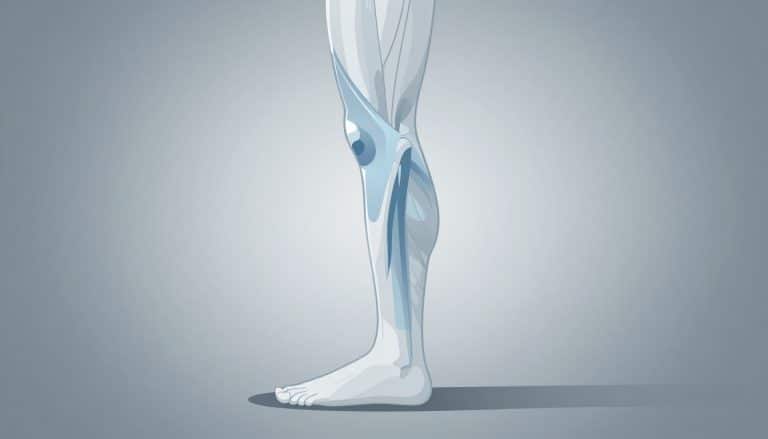 Illustration d’une jambe tendue avec une zone bleutée derrière le genou.
