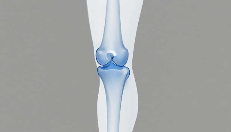 Vue latérale d’un genou montrant l’usure du cartilage entre la rotule et le fémur.
