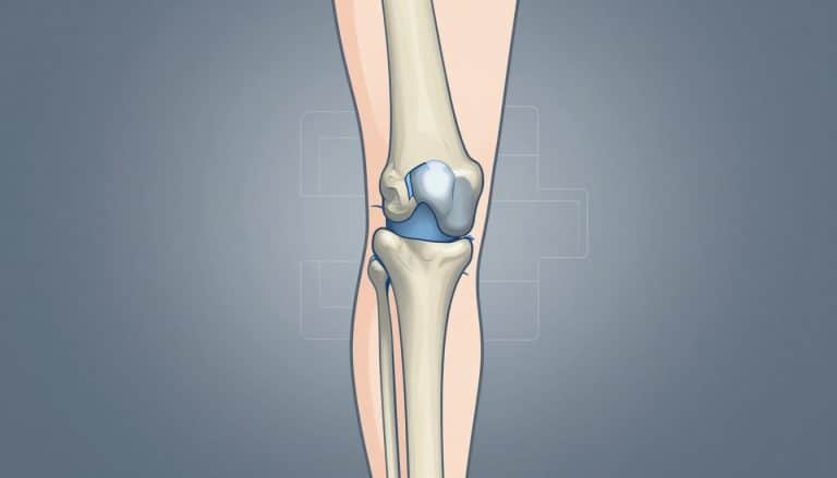 Illustration d’un genou luxé, avec le fémur et le tibia séparés.
