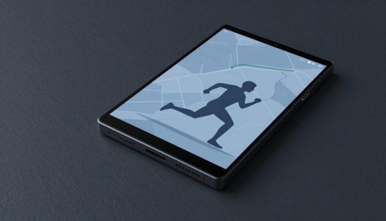 Téléphone Windows affichant une carte de course et un itinéraire vert.