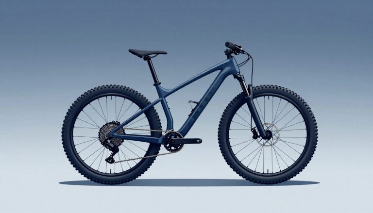 Roue avant de VTT équipée d’un pneu à crampons dans la boue.