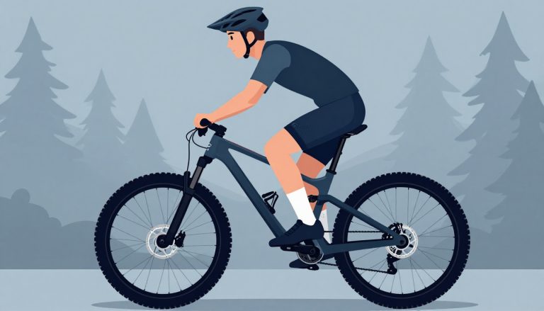 Vététiste portant un sous-short rembourré sur un vélo tout suspendu.