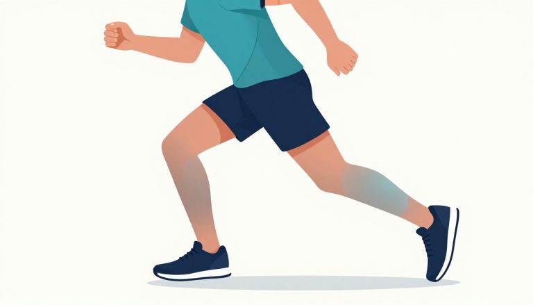 Un coureur avec une lueur sur le côté externe du genou droit.