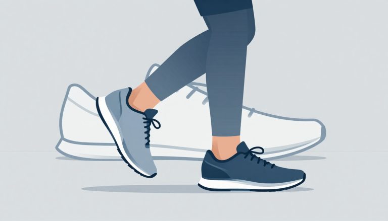 Coureur portant une chaussure neutre, le pied posé à plat sur un sol gris.