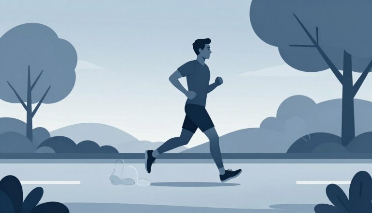 Un coureur avance sur un chemin, avec trois types d’appui dessinés sous son pied.