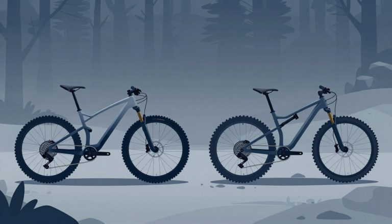 Deux VTT illustrent une pédale fine sur sentier et une pédale large sur terrain rocheux.