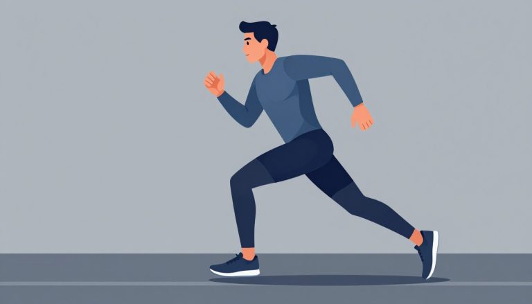 Homme courant sur une piste, vêtu d’un sous-vêtement technique bleu.
