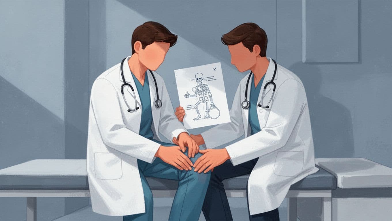 Une personne examine une illustration d'un hygroma du genou.