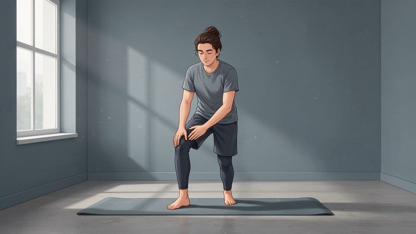Une personne assise tend une jambe pour renforcer son genou.